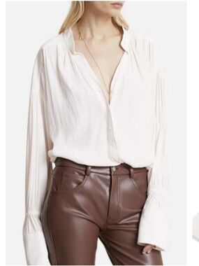 A.L.C | Paulina Glace Mandarin Collar Blouse | Size 8